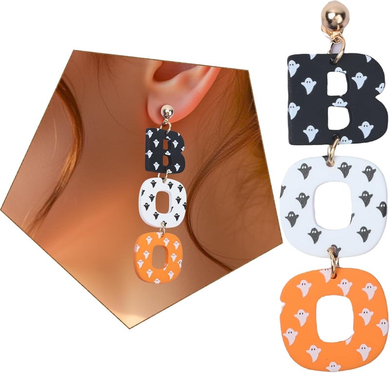 EFANFLO Halloween Earrings Skeleton Skull Dangle BOO Ghost Witch Tassel Terror Knife Earrings - Image 1